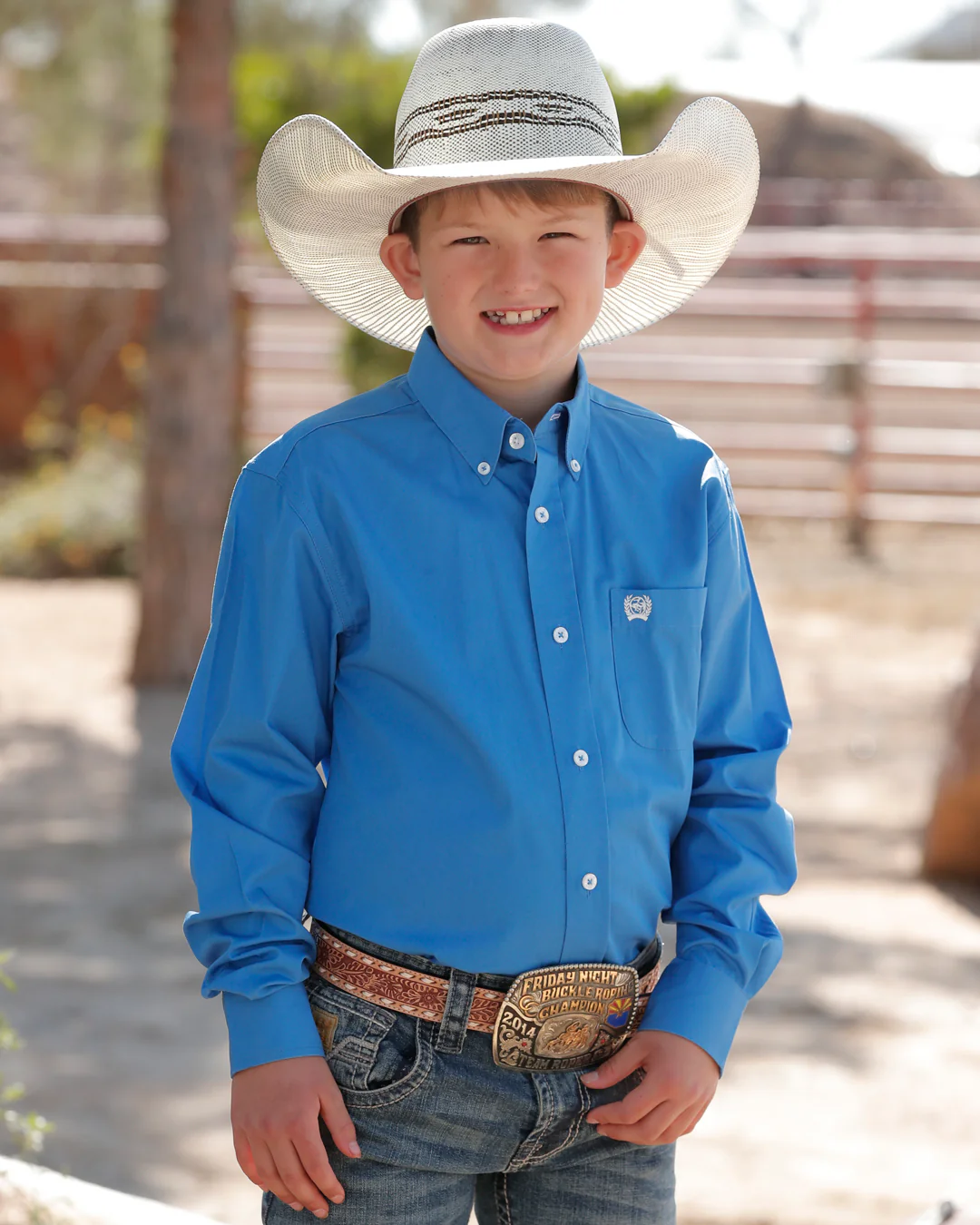 Boy's Solid Button-Down Western Shirt - Image 2