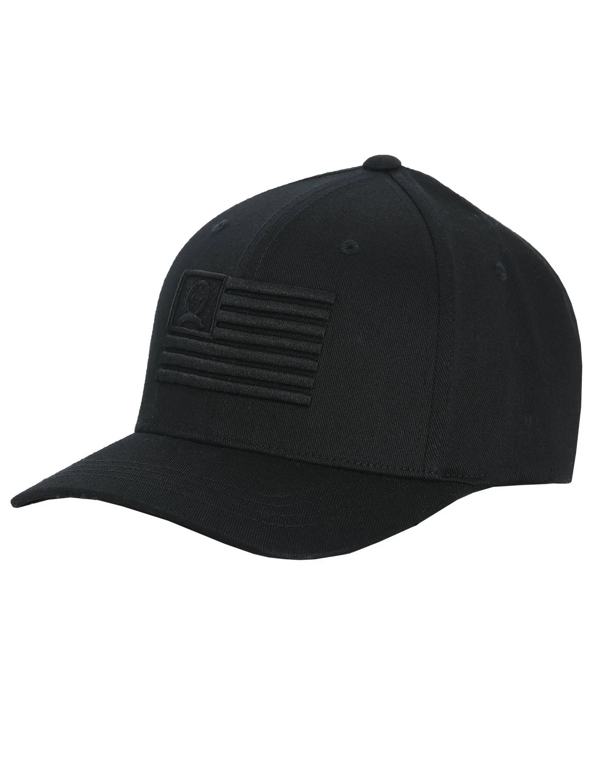 Men's Fitted Flexfit Cap with American Flag - Black on Black