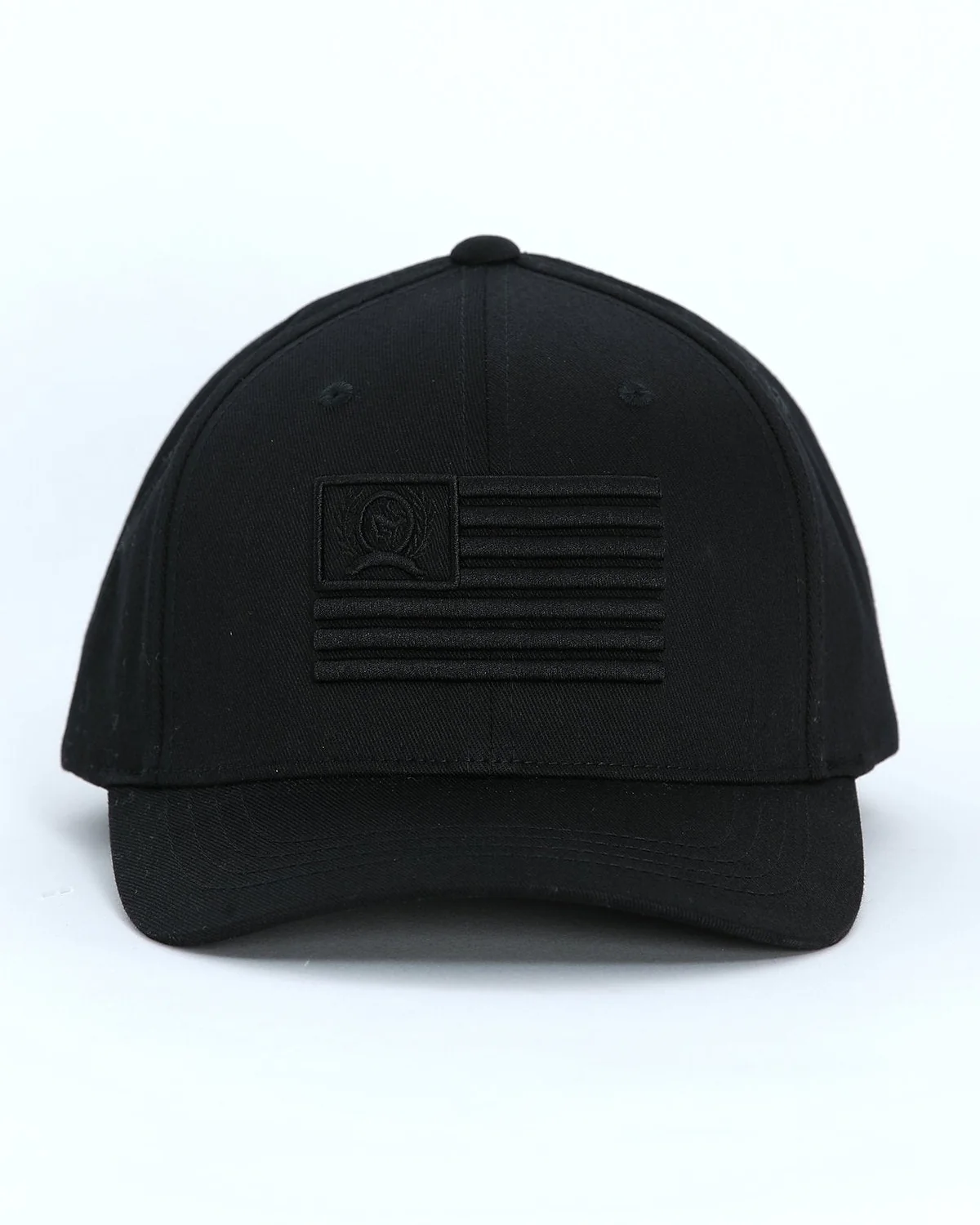 Men's Fitted Flexfit Cap with American Flag - Black on Black - Image 2