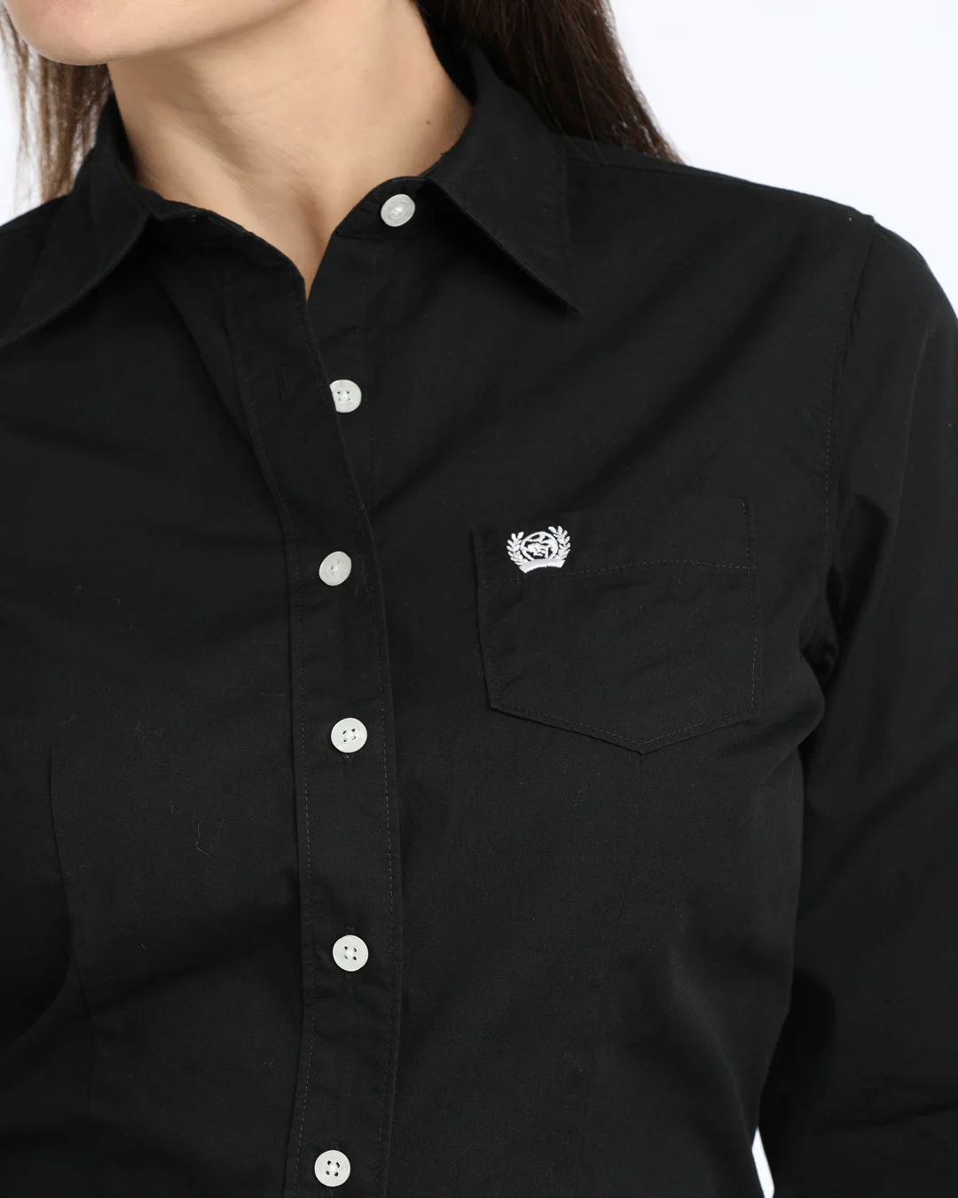 Women's Solid Arena Fit Button-Down Western Shirt - Image 3