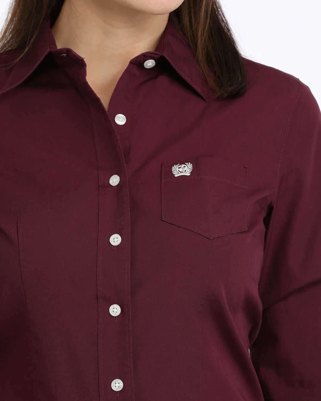 Women's Solid Arena Fit Button-Down Western Shirt - Image 3