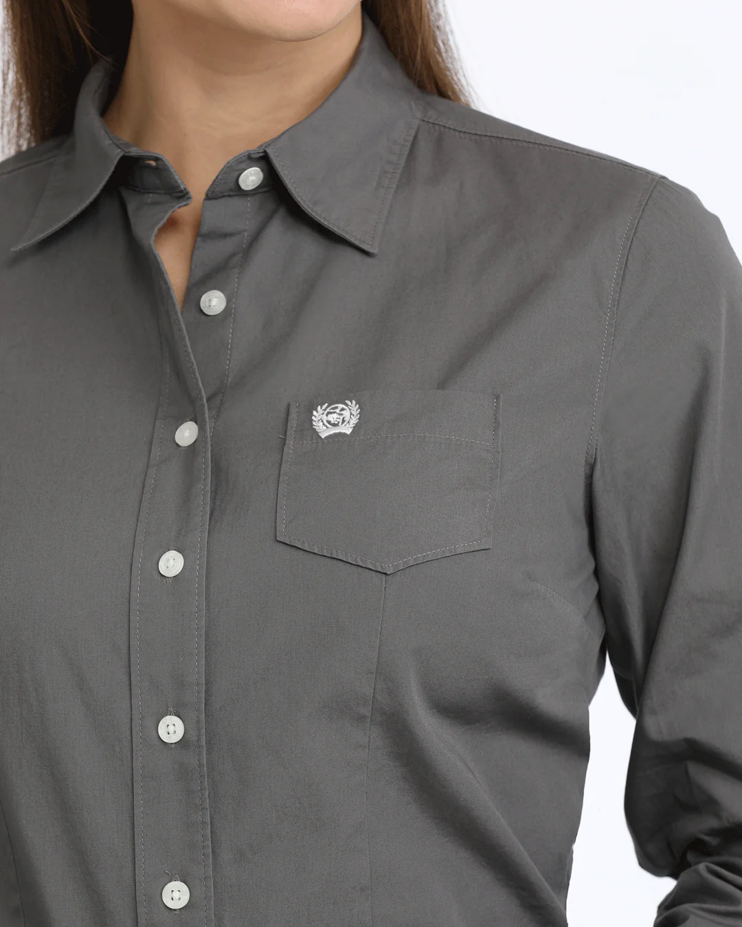 Women's Solid Arena Fit Button-Down Western Shirt - Image 3