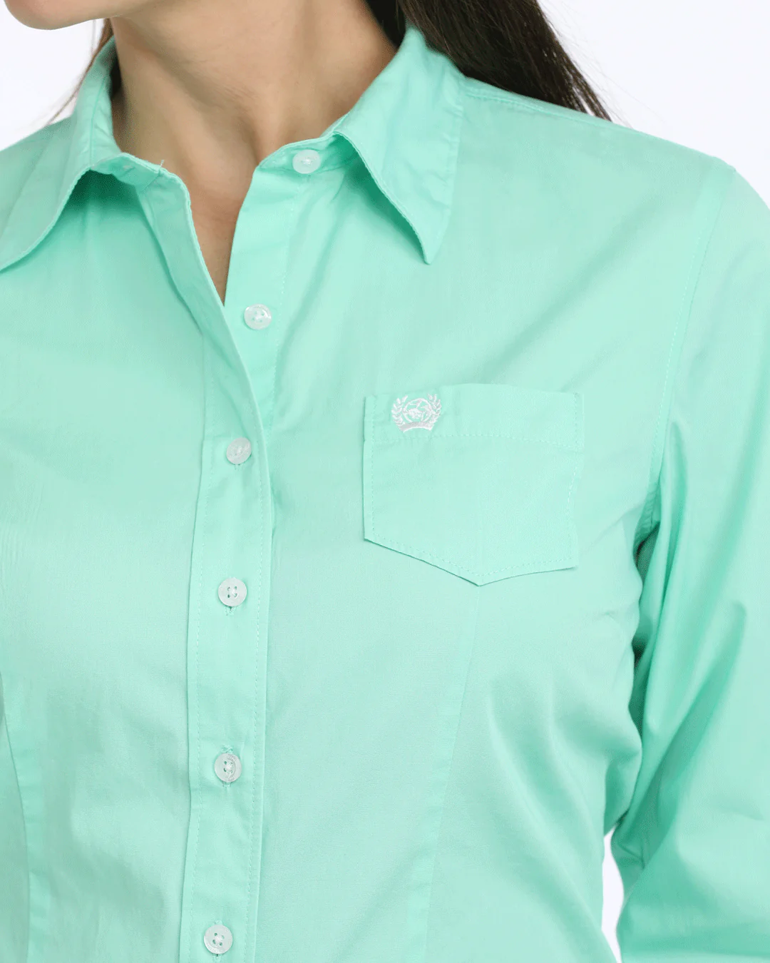 Women's Solid Arena Fit Button-Down Western Shirt - Image 3