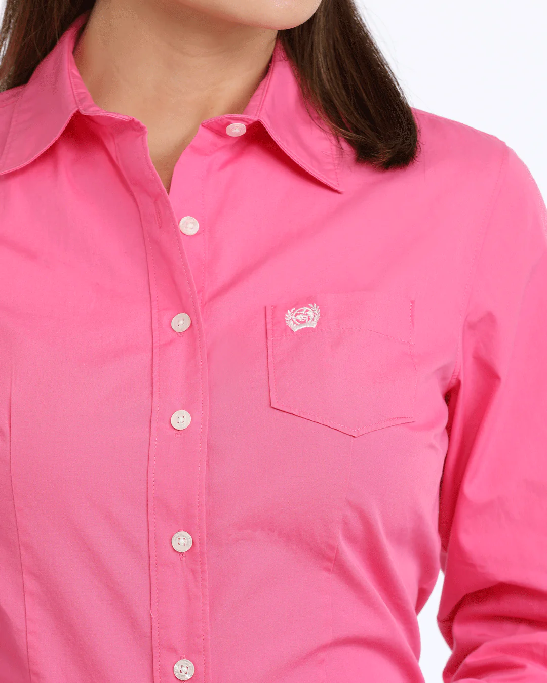 Women's Solid Arena Fit Button-Down Western Shirt - Image 3