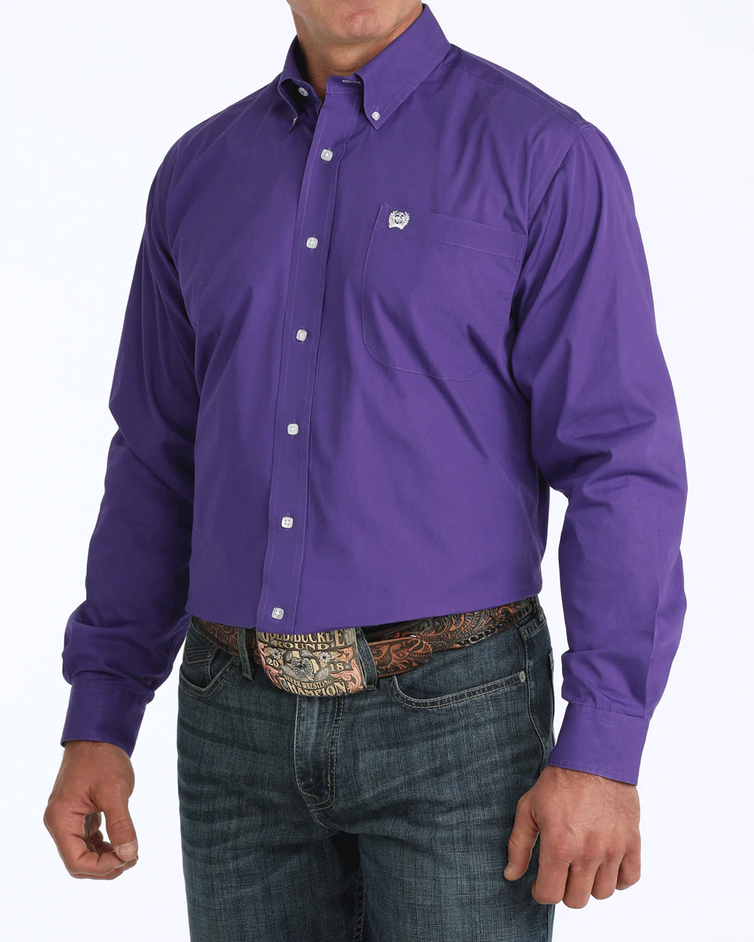 Men's Solid Classic Fit Western Button-Down Shirt - Image 2