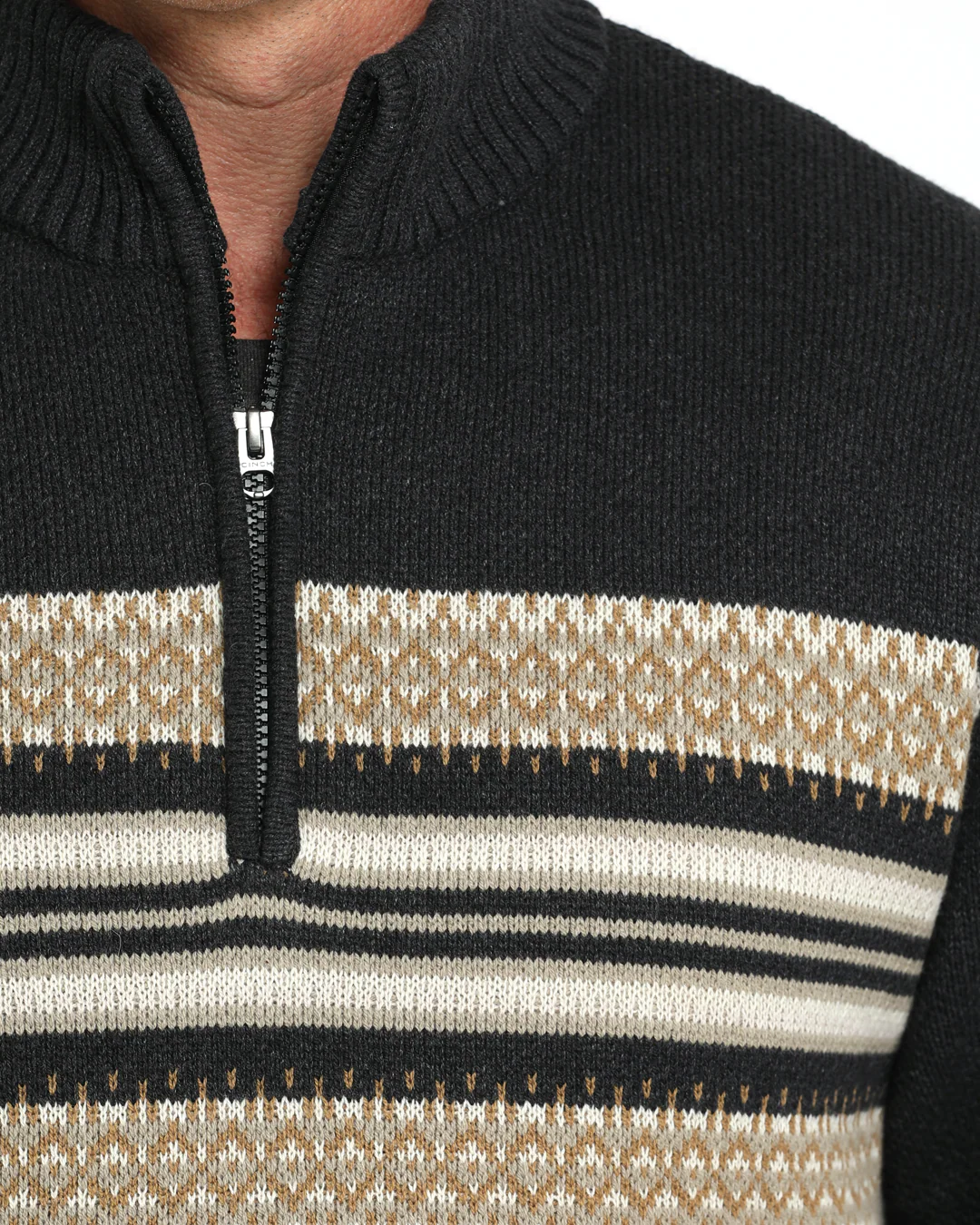 MENS 1/4 ZIP SWEATER OW25-GRAY - Image 3