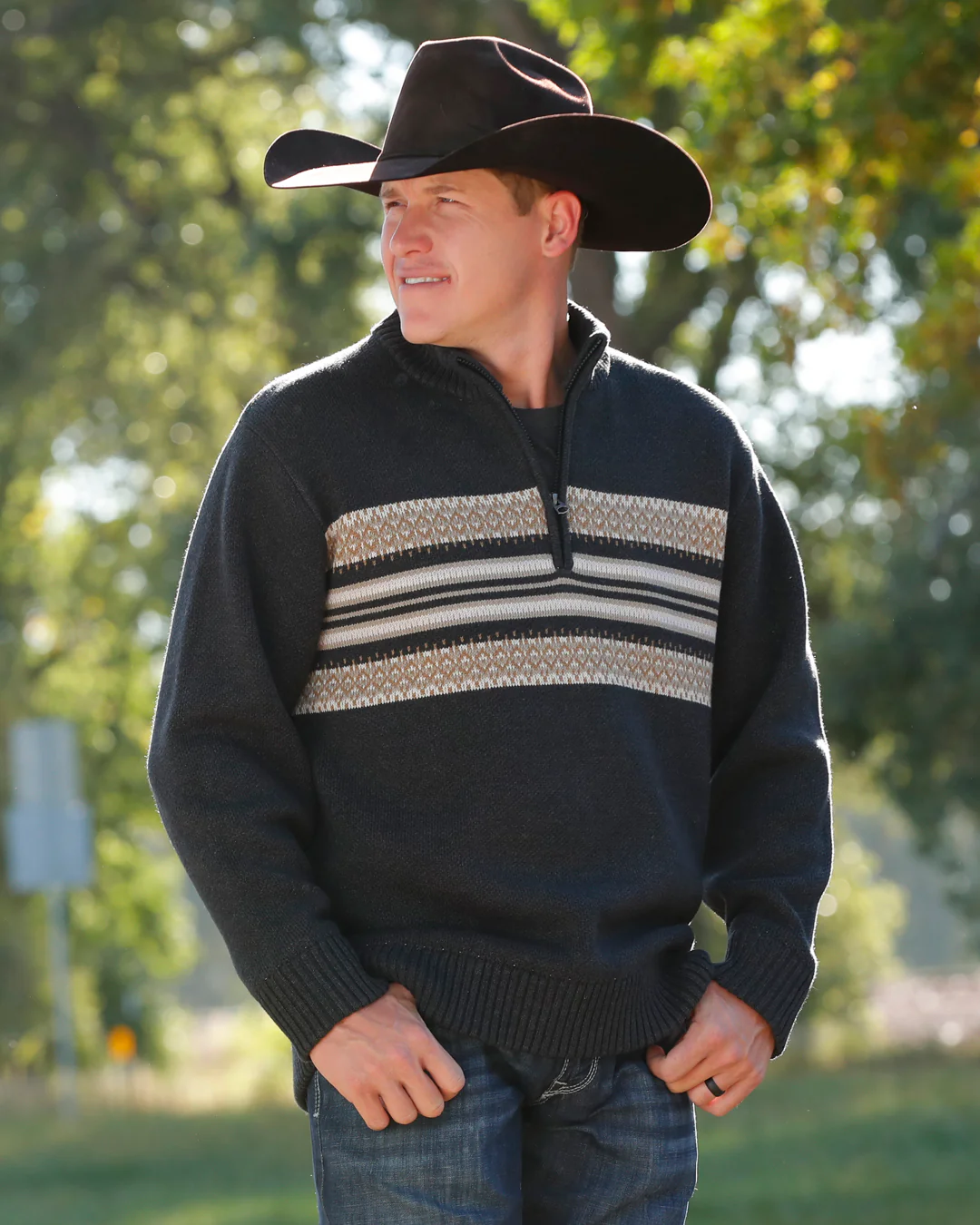 MENS 1/4 ZIP SWEATER OW25-GRAY - Image 4