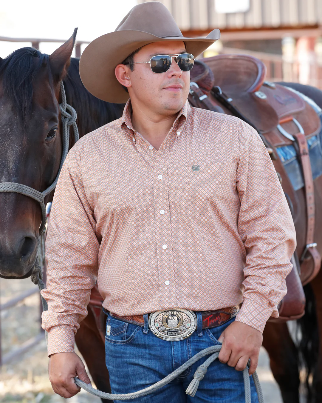 Men's Stretch Classic Fit Button-Down Western Shirt - Image 4